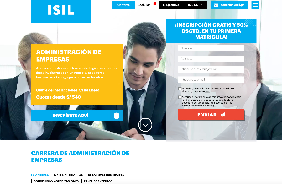 Estudia Administración de empresas en ISIL