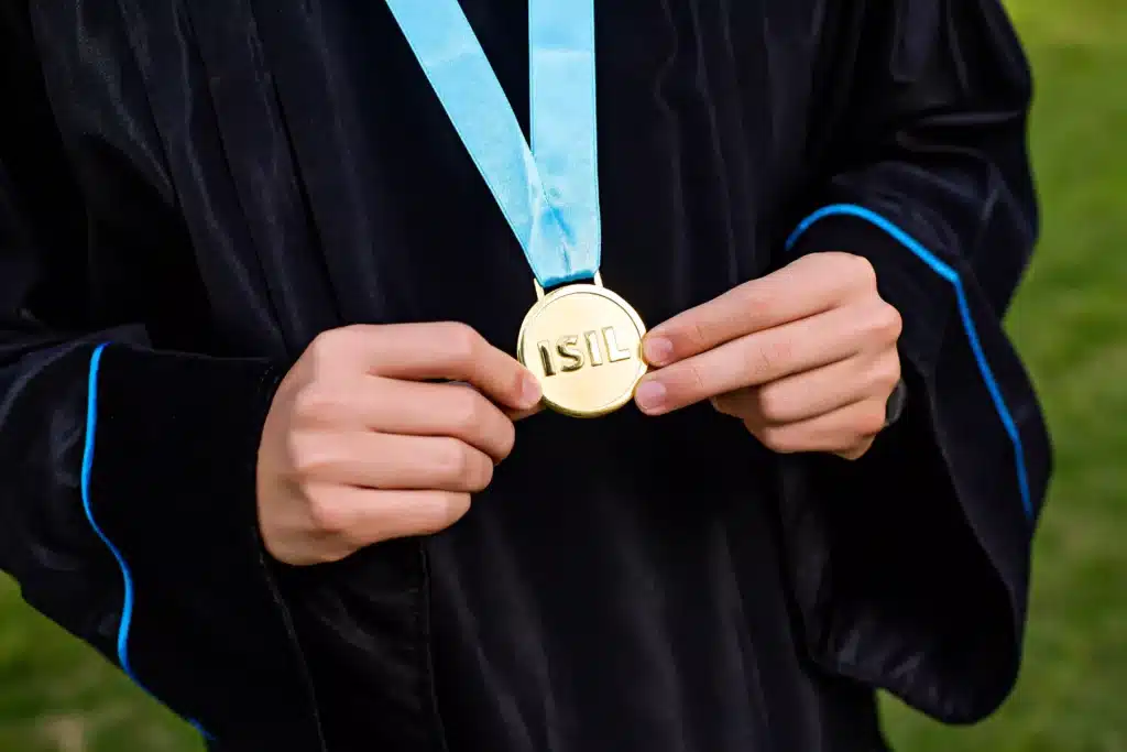 Alumno celebrando su promoción